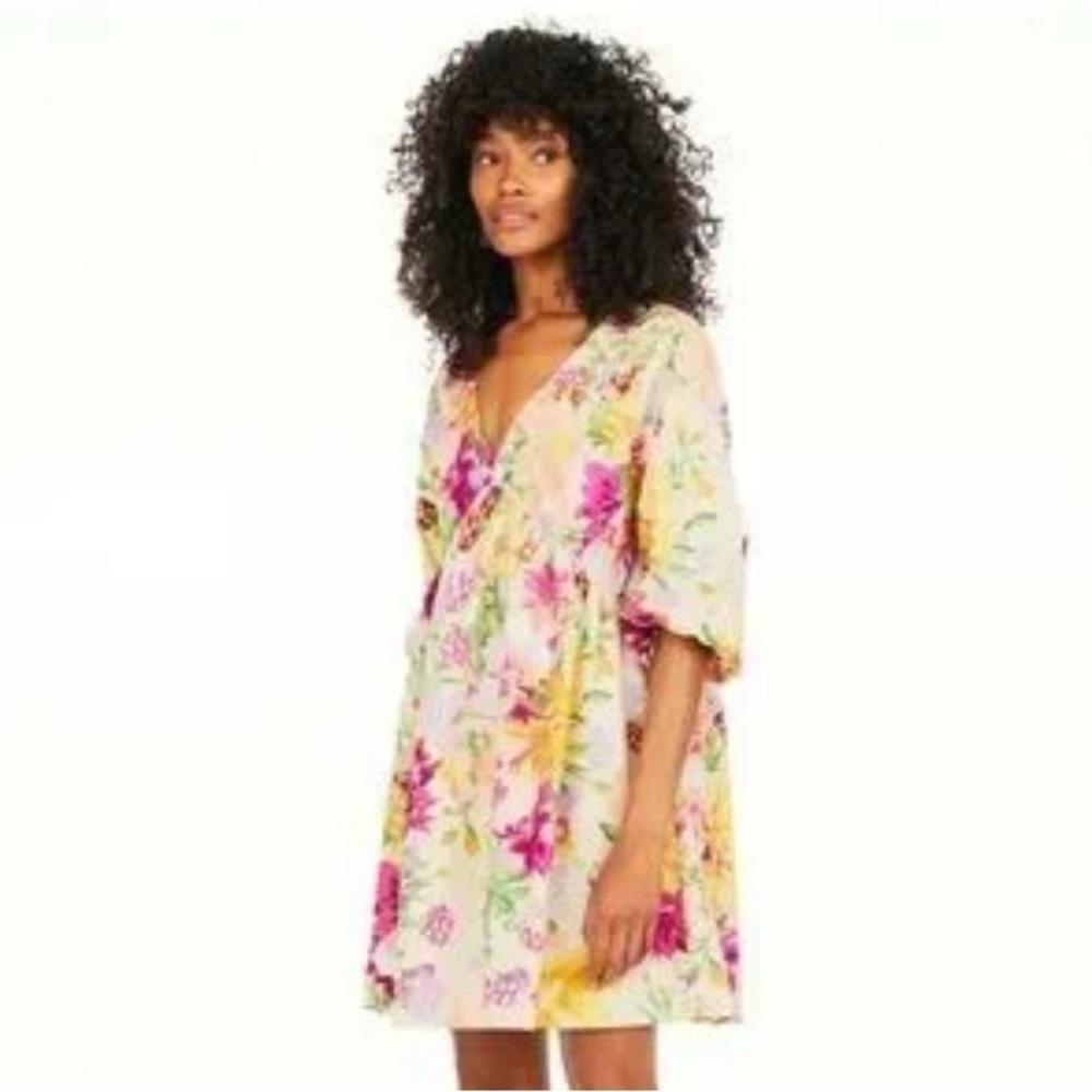 H&M Floral Mini Dress - Pink and Yellow